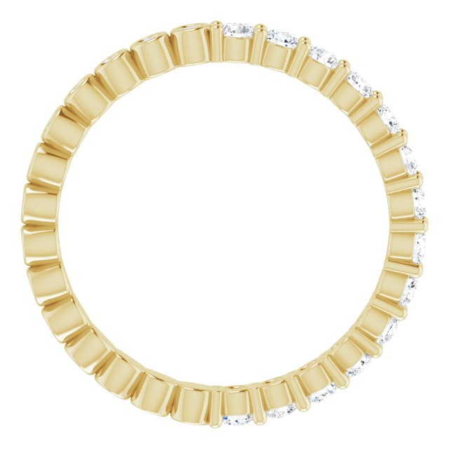 14K Gold Round Natural Diamond Reversible Eternity Band – 2 mm Stones - Yellow Gold - view 2