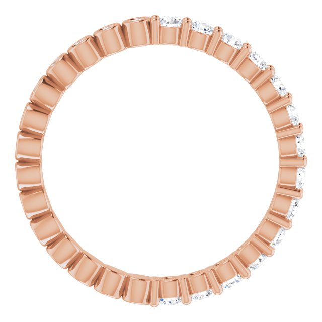 14K Gold Round Natural Diamond Reversible Eternity Band – 2 mm Stones - Rose Gold - view 2