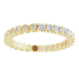 14K Gold Round Natural Diamond Reversible Eternity Band – 2 mm Stones - Yellow Gold - view 3