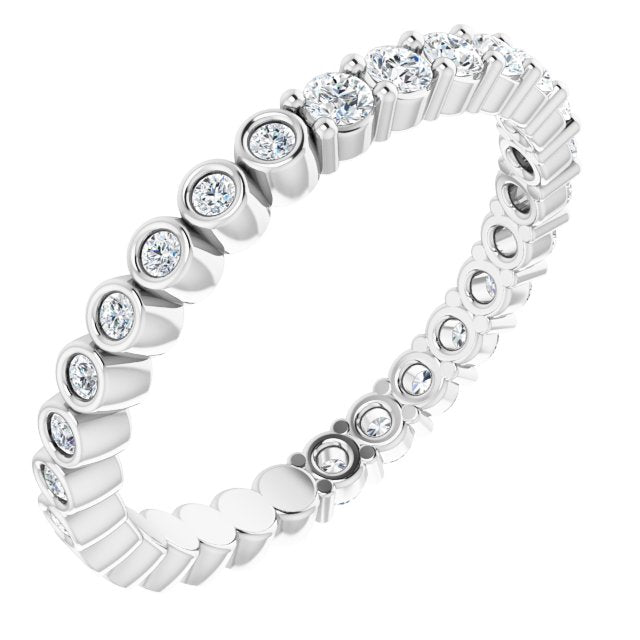 14K Gold Round Natural Diamond Reversible Eternity Band – 2 mm Stones - White Gold