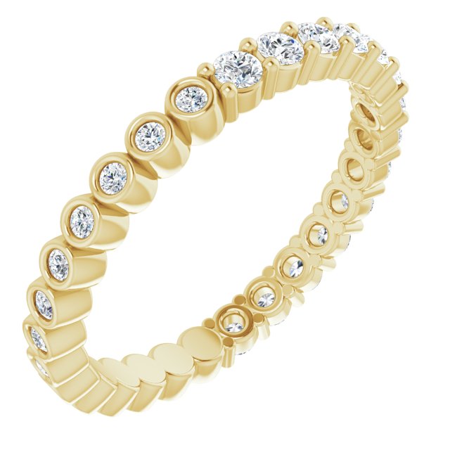 14K Gold Round Natural Diamond Reversible Eternity Band – 2 mm Stones - Yellow Gold