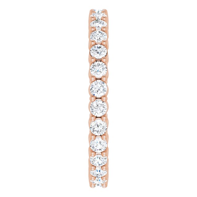 14K Gold Round Natural Diamond Reversible Eternity Band – 2 mm Stones - Rose Gold - view 4