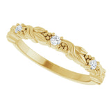 14K Gold Round Natural Diamond Three-Stone Sculptural Anniversary Band – 1/10–1/4 CTW - Yellow Gold - view 5