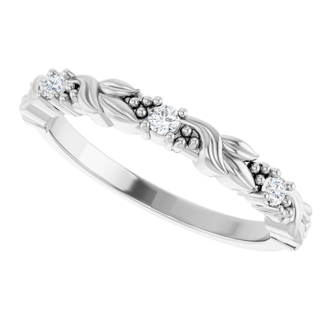 Platinum Round Natural Diamond Three-Stone Sculptural Anniversary Band – 1/10–1/4 CTW - view 5