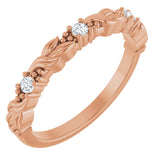 14K Gold Round Lab-Grown Diamond Three-Stone Sculptural Anniversary Band – 2 mm Stones - Rose Gold