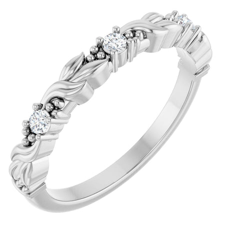 Platinum Round Lab-Grown Diamond Three-Stone Sculptural Anniversary Band – 2 mm Stones