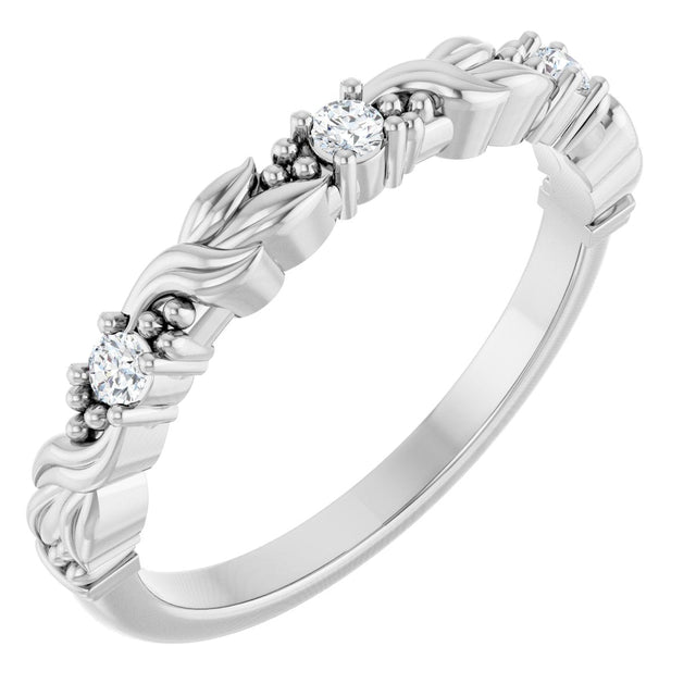 Platinum Round Lab-Grown Diamond Three-Stone Sculptural Anniversary Band – 2 mm Stones