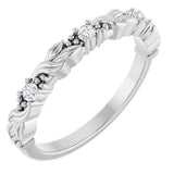14K Gold Round Lab-Grown Diamond Three-Stone Sculptural Anniversary Band – 2 mm Stones - White Gold