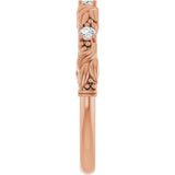 14K Gold Round Natural Diamond Three-Stone Sculptural Anniversary Band – 1/10–1/4 CTW - Rose Gold - view 4