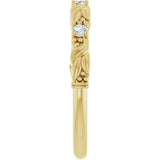 14K Gold Round Natural Diamond Three-Stone Sculptural Anniversary Band – 1/10–1/4 CTW - Yellow Gold - view 4
