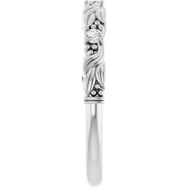 Platinum Round Natural Diamond Three-Stone Sculptural Anniversary Band – 1/10–1/4 CTW - view 4