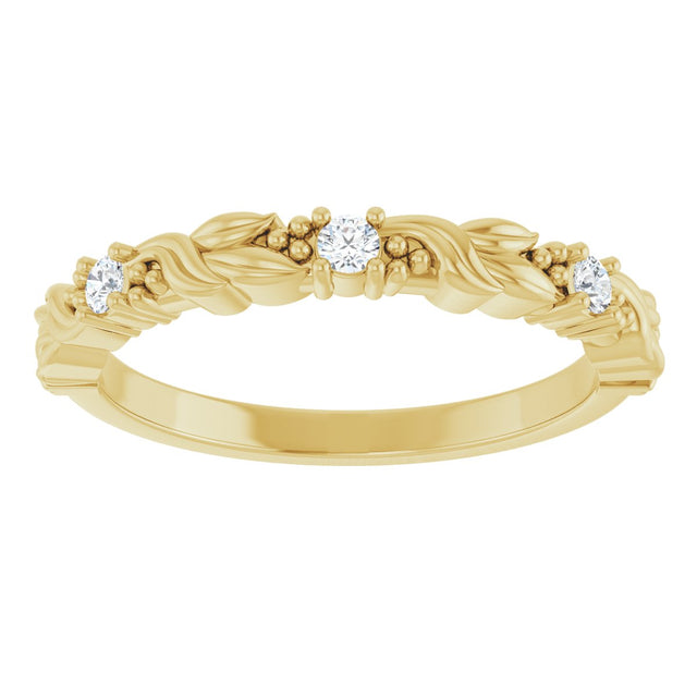 14K Gold Round Lab-Grown Diamond Three-Stone Sculptural Anniversary Band – 2 mm Stones - Yellow Gold - view 3