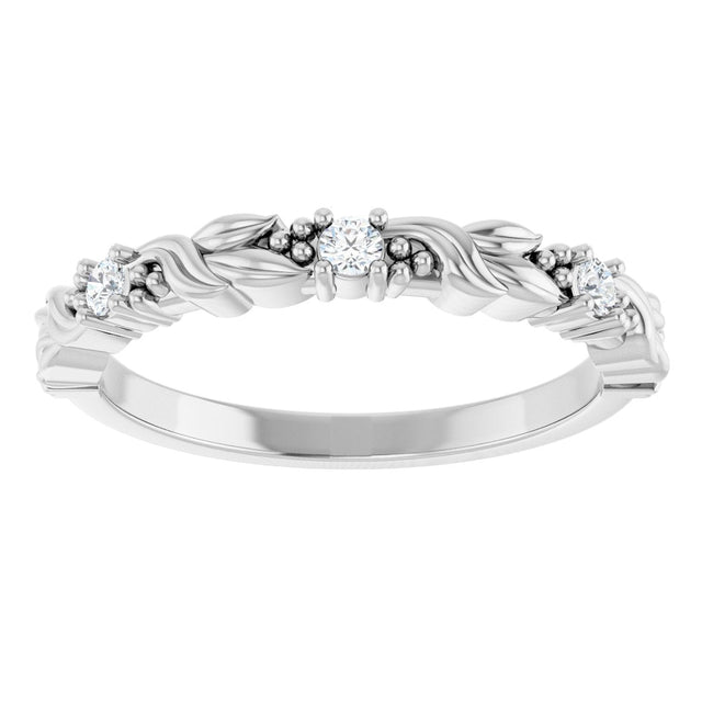 14K Gold Round Lab-Grown Diamond Three-Stone Sculptural Anniversary Band – 2 mm Stones - White Gold - view 3