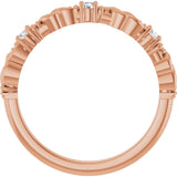 14K Gold Round Natural Diamond Three-Stone Sculptural Anniversary Band – 1/10–1/4 CTW - Rose Gold - view 2