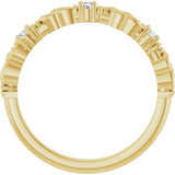 14K Gold Round Natural Diamond Three-Stone Sculptural Anniversary Band – 1/10–1/4 CTW - Yellow Gold - view 2