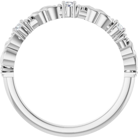 Platinum Round Lab-Grown Diamond Three-Stone Sculptural Anniversary Band – 2 mm Stones - view 2