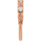 14K Gold Round Lab-Grown Diamond Three-Stone Sculptural Anniversary Band – 3 mm Stones - Rose Gold - view 4