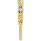 14K Gold Round Natural Diamond Three-Stone Sculptural Anniversary Band – 1/10–1/4 CTW - Yellow Gold - view 4