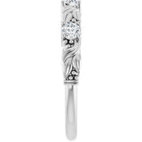 Platinum Round Lab-Grown Diamond Three-Stone Sculptural Anniversary Band – 3 mm Stones - view 4