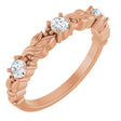 14K Gold Round Lab-Grown Diamond Three-Stone Sculptural Anniversary Band – 3 mm Stones - Rose Gold