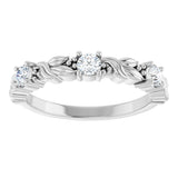 Platinum Round Natural Diamond Three-Stone Sculptural Anniversary Band – 1/10–1/4 CTW - view 3