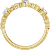 14K Gold Round Lab-Grown Diamond Three-Stone Sculptural Anniversary Band – 3 mm Stones - Yellow Gold - view 2
