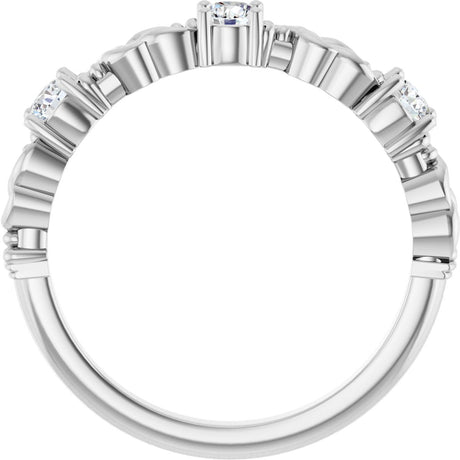 Platinum Round Lab-Grown Diamond Three-Stone Sculptural Anniversary Band – 3 mm Stones - view 2