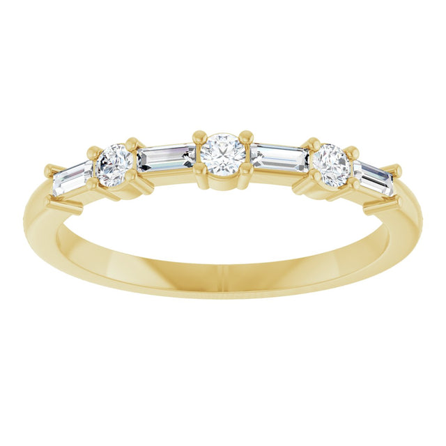 14K Gold Straight Baguette Natural Diamond Anniversary Band – 1/4 CTW - Yellow Gold - view 3