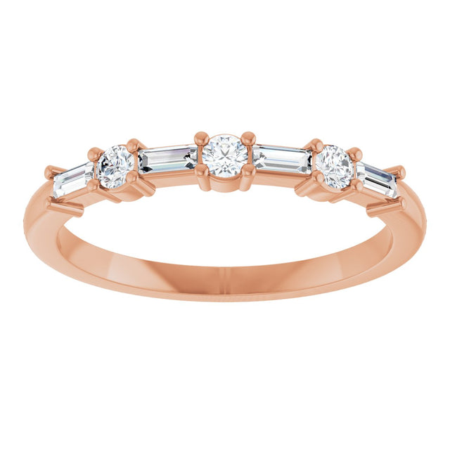 14K Gold Straight Baguette Natural Diamond Anniversary Band – 1/4 CTW - Rose Gold - view 3