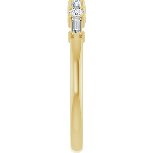 14K Gold Straight Baguette Natural Diamond Anniversary Band – 1/4 CTW - Yellow Gold - view 4
