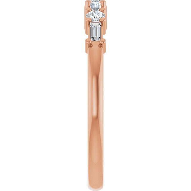 14K Gold Straight Baguette Natural Diamond Anniversary Band – 1/4 CTW - Rose Gold - view 4