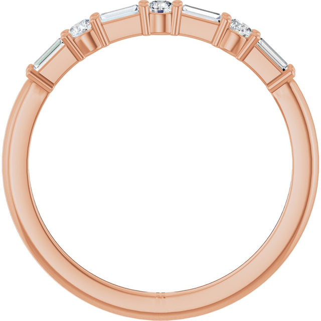 14K Gold Straight Baguette Natural Diamond Anniversary Band – 1/4 CTW - Rose Gold - view 2