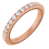 14K Gold Round Lab-Grown Diamond Milgrain French-Set Eternity Band – 2 mm Stones - Rose Gold