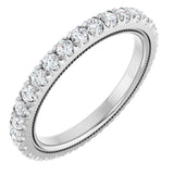 Platinum Round Lab-Grown Diamond Milgrain French-Set Eternity Band – 2 mm Stones