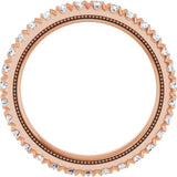 14K Gold Round Lab-Grown Diamond Milgrain French-Set Eternity Band – 2 mm Stones - Rose Gold - view 2