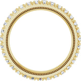 14K Gold Round Natural Diamond Milgrain French-Set Eternity Band – 2 mm Stones - Yellow Gold - view 2
