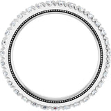 Platinum Round Natural Diamond Milgrain French-Set Eternity Band – 2 mm Stones - view 2