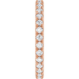 14K Gold Round Natural Diamond Milgrain French-Set Eternity Band – 2 mm Stones - Rose Gold - view 4