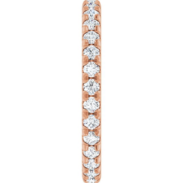 14K Gold Round Natural Diamond Milgrain French-Set Eternity Band – 2 mm Stones - Rose Gold - view 4