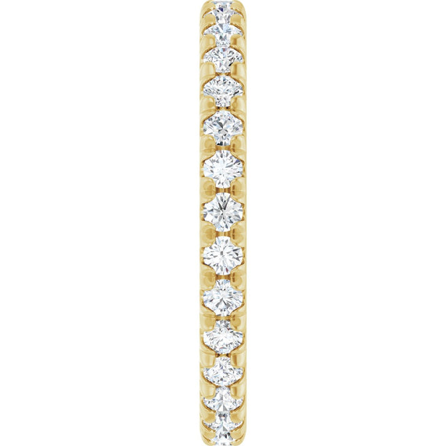 14K Gold Round Natural Diamond Milgrain French-Set Eternity Band – 2 mm Stones - Yellow Gold - view 4