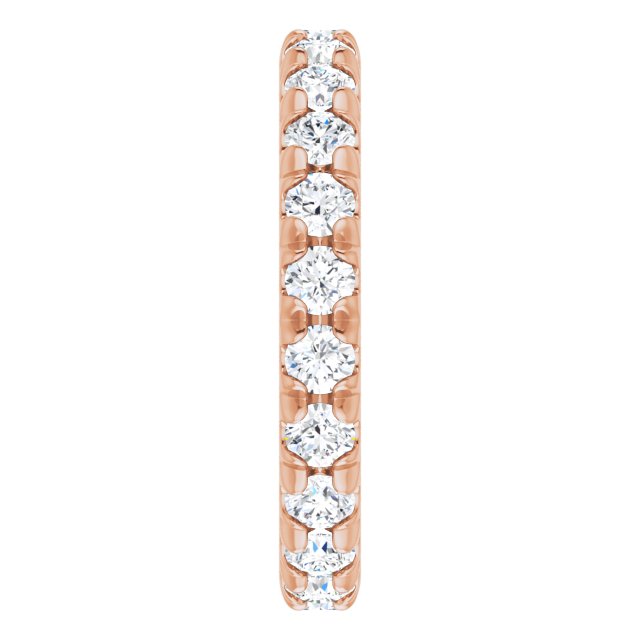 14K Gold Round Lab-Grown Diamond Milgrain French-Set Eternity Band – 2.5 mm Stones - Rose Gold - view 4