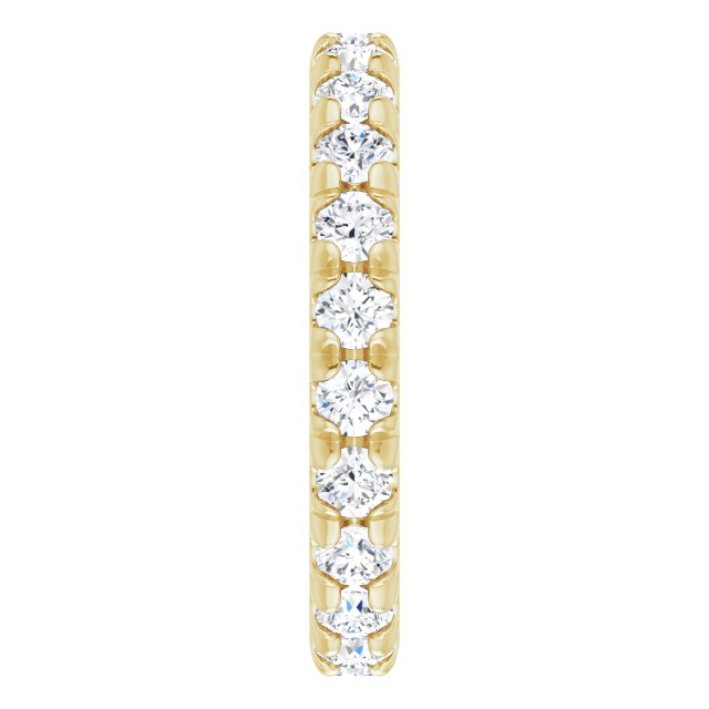 14K Gold Round Lab-Grown Diamond Milgrain French-Set Eternity Band – 2.5 mm Stones - Yellow Gold - view 4