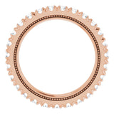 14K Gold Round Natural Diamond Milgrain French-Set Eternity Band – 2 mm Stones - Rose Gold - view 2