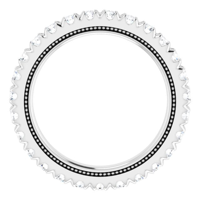 Platinum Round Natural Diamond Milgrain French-Set Eternity Band – 2 mm Stones - view 2