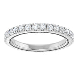 Platinum Round Lab-Grown Diamond Milgrain French-Set Eternity Band – 2 mm Stones - view 3
