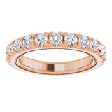 14K Gold Round Lab-Grown Diamond Milgrain French-Set Eternity Band – 2.5 mm Stones - Rose Gold - view 3