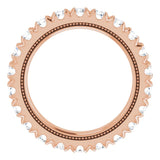 14K Gold Round Natural Diamond Milgrain French-Set Eternity Band – 2.5 mm Stones - Rose Gold - view 2