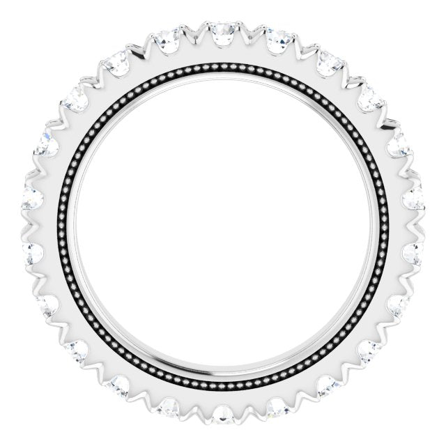 Platinum Round Natural Diamond Milgrain French-Set Eternity Band – 2.5 mm Stones - view 2