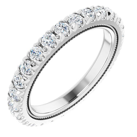Platinum Round Lab-Grown Diamond Milgrain French-Set Eternity Band – 2 mm Stones