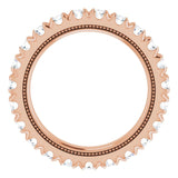 14K Gold Round Lab-Grown Diamond Milgrain French-Set Eternity Band – 2.5 mm Stones - Rose Gold - view 2